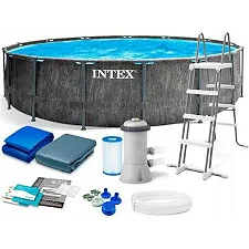 Intex Басейн каркасний 26744 NP (1) об`єм:24310л, розмір:549x122см, сходи, насос-фільтр:5 678 л/год, драбина, тент, підстилка), в коробці