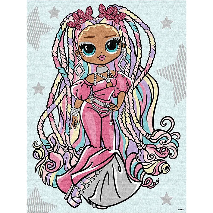 Набор для росписи по номерам для детей "L.O.L. Surprise! O.M.G. Fashion show Twist Queen" со стразами 30х40 см. KHO6274 (Нас5277)