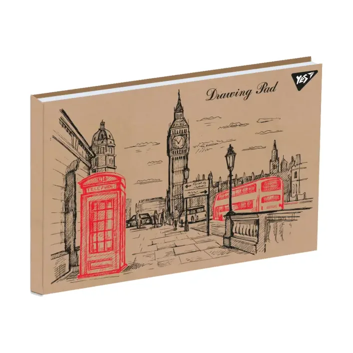 Альбом для рисования YES А4 30 листов "London"/"Flowers" крафт (клееный белила)130546/130582 (Кнц0546)