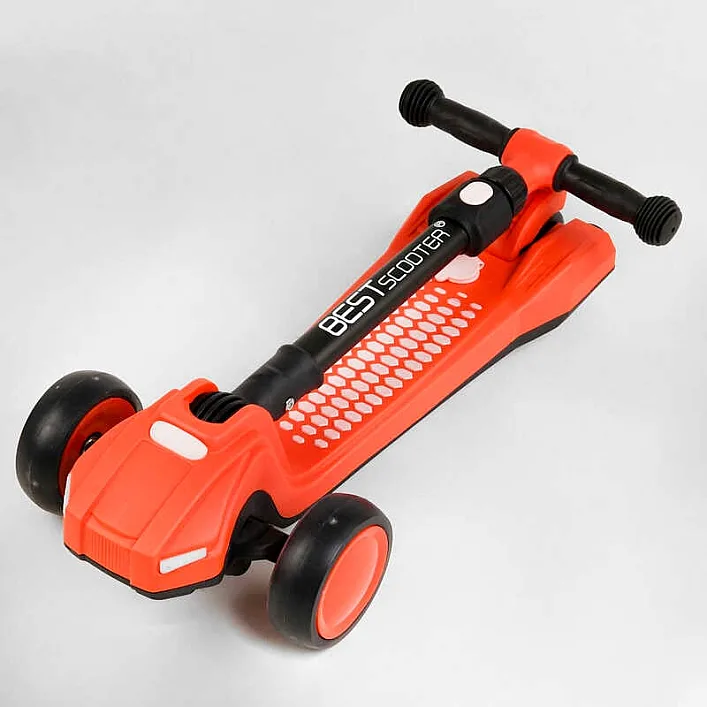 Самокат трехколесный LT-12857 Best Scooter с парогенератором (6) складной руль, ЗВУК МАШИНЫ, ДЫМ, СВЕТ, пластмассовый, колеса PU 120х35мм, в коробке
