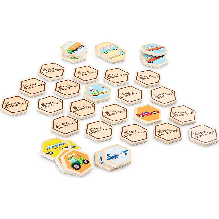 Детская игра, развивающая память Транспорт New Classic Toys, деревянная, арт. 10831