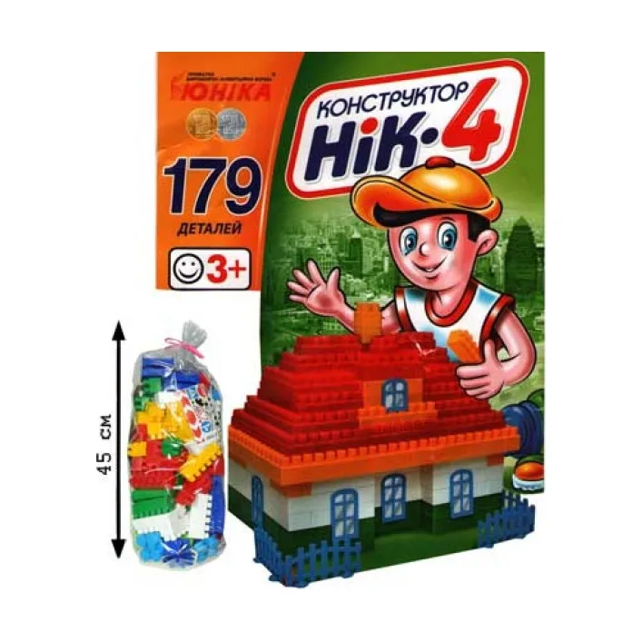 Детский конструктор НИК-4 70910, 179 больших деталей