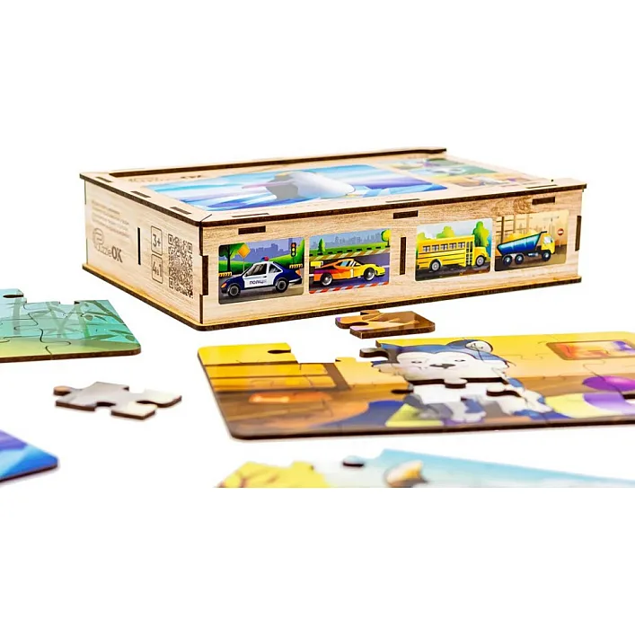 Деревянный пазл 4 в 1 "Животные" 15 элем. в рисунке Puz-10369 PuzzleOK (Дер6979)