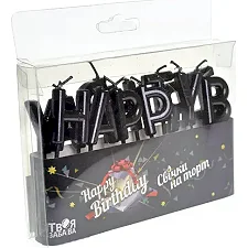 Свечи для торта 'Happy Birthday' черные ТМ 'Твое развлечение' (Дер5382)