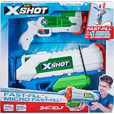 Набор водных бластеров X-Shot Fast Fill средний и маленький бело-голубой (56225)