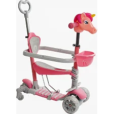 Самокат 5в1 P-63700 (1) Best Scooter, с ДОП. КОЛЕСАМИ, защитный бампер, PU колеса со светом, в коробке