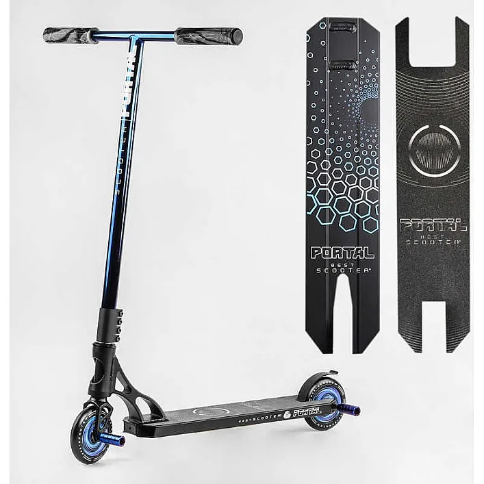 Самокат трюковый PL-71744 Best Scooter (4) "Portal" HIC-система, ПЕГИ, алюминиевый диск и дека, колёса PU, d=120мм, ширина руля 58 см