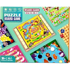Набор настольных игр 15 в 1, игровое поле, фигурки, фишки, кубик, мешочек, наклейки, инструкция, в коробке