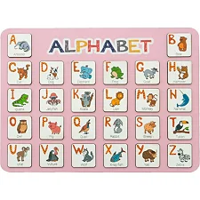 Дерев'яна абетка-вкладиш англійська "ALPHABET" 3240-03-001 рожева 29х39 см