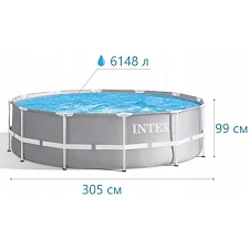 Intex Басейн каркасний 26706 SC (1) об`єм фактичний: 6500л (90), розмір:305х99 см, насос-фільтр картриджний потужністю 2006 л/год