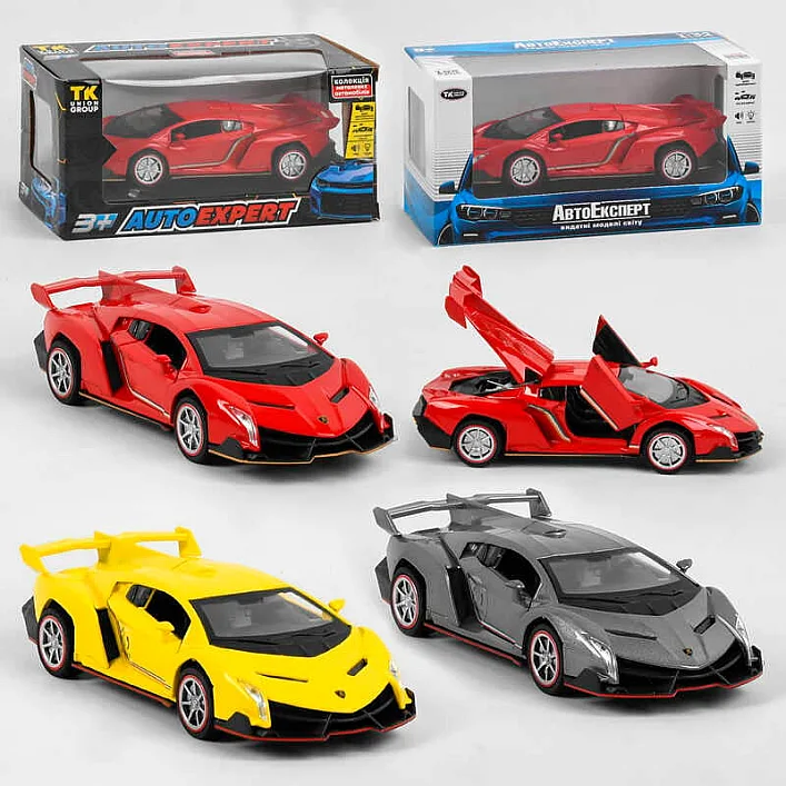 Машинка 81322 (72) "Авто Експерт", 3 цвета, металлопластик, 1:32, свет, звук, инерция, открываются двери, багажник, в коробке
