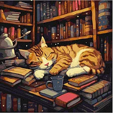 Набір для розпису по номерах "Пухнастий книголюб" KHO6505 40х40см IDEYKA