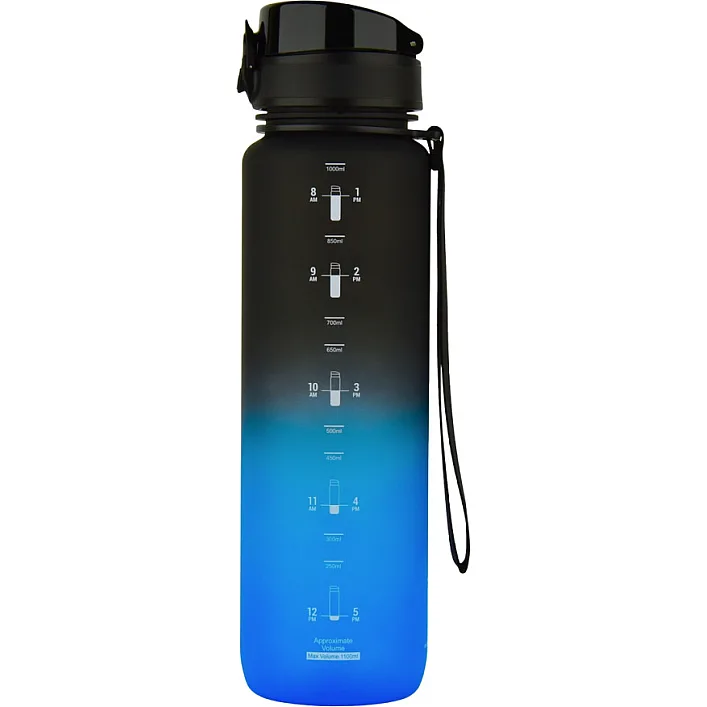 Бутылка для воды UZSPACE 3038(Black-Blue) 1000 мл, черно-синяя