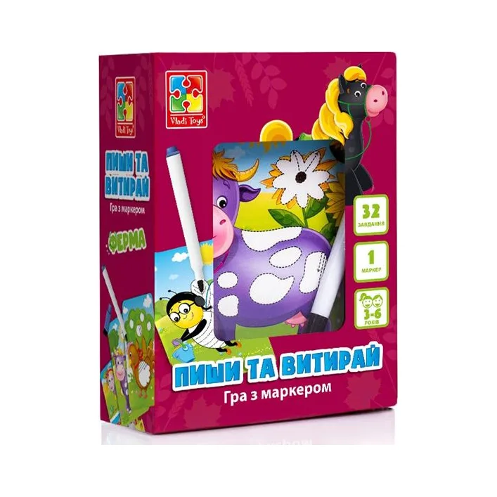 Настільна гра "Пиши та витирай. Ферма" VT5010-19 VladiToys (Нас5119)