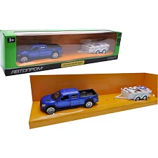 Машина с прицепом металлическая АВТОПРОМ 43005TR 1:43 Ford F-150, откр. дверь, в короб. р. 28*8*6,5 см (Маш8496)