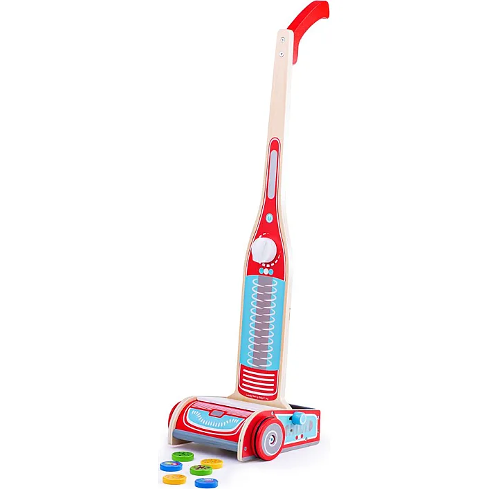 Игрушечный вертикальный пылесос, Bigjigs Toys, деревянный, арт. 33009