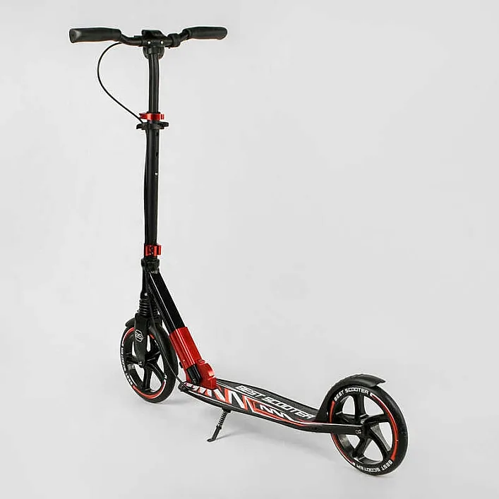 Самокат алюминиевый "Best Scooter" 10304 (2) колеса PU, ФАРА, зажим руля, d передних колес - 230мм, d задних колес 200мм, 1 амортизатор передний