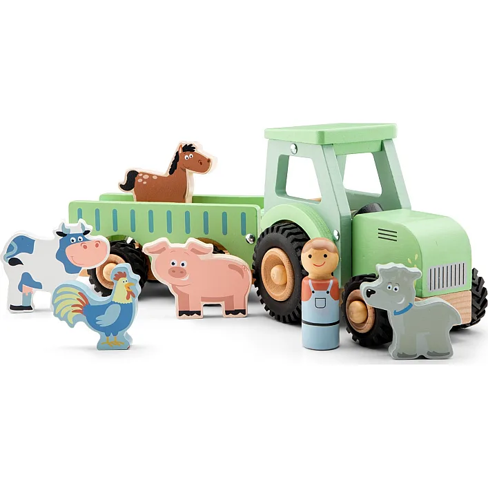 Игрушечный набор Трактор с прицепом и 5 животными, New Classic Toys (19362)