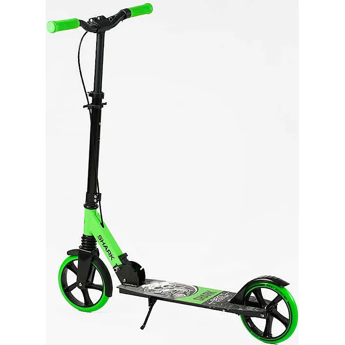 Самокат двухколесный "Best Scooter" SH-50730(4) "SHARK", с ручным тормозом, зажим руля, колеса PU - 20 см, 1 амортизатор, в коробке