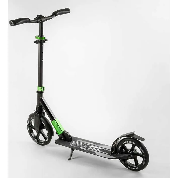 Самокат алюминиевый "Best Scooter" 93427 (2) колеса PU, d переднего колеса - 230мм, d заднего колеса - 215мм, 1 амортизатор передний, в коробке