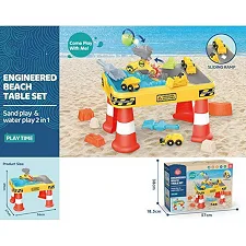 Пісочниця HG 1247 (6) розмір столу 563749 см, будівельна техніка, гірка, формочки для піску, лійка, лопатки, в коробці