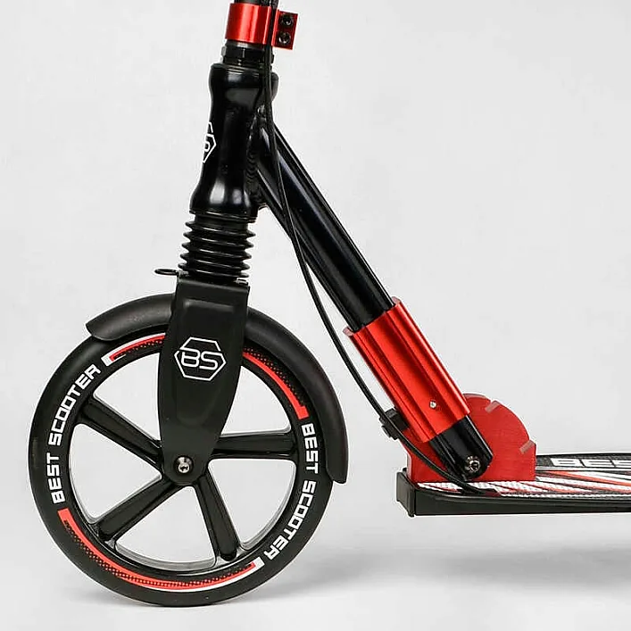 Самокат алюминиевый "Best Scooter" 10304 (2) колеса PU, ФАРА, зажим руля, d передних колес - 230мм, d задних колес 200мм, 1 амортизатор передний
