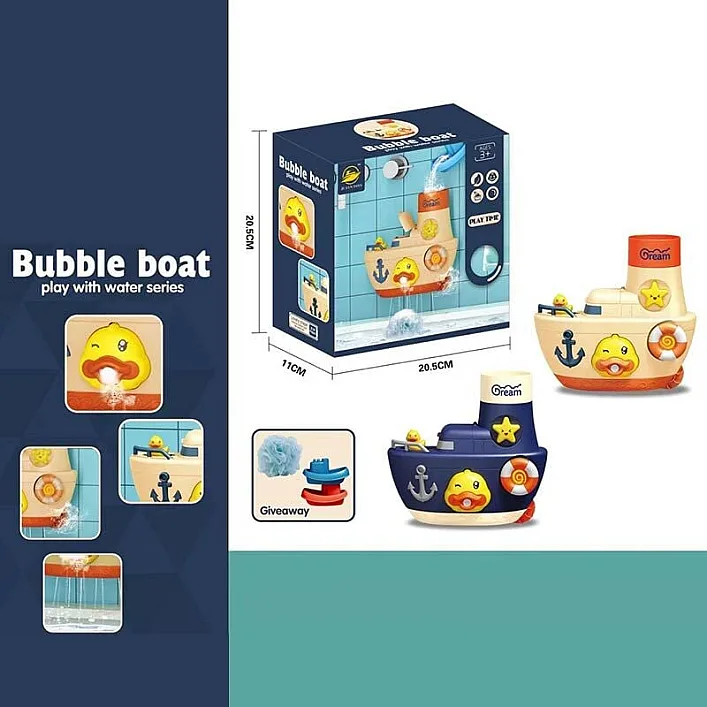 Игра для ванной 8366-40 A (36) "Кораблик", 2 цвета, лиечки, мочалочка, в коробке