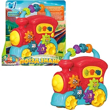 Гра "Поїзд знань" 49454 (36/2) "WToys", ОЗВУЧУВАННЯ УКРАЇНСЬКОЮ МОВОЮ, намистини, ноти, казки, слова, цифри, пісні, цікаві факти, підсвіч, в коробці