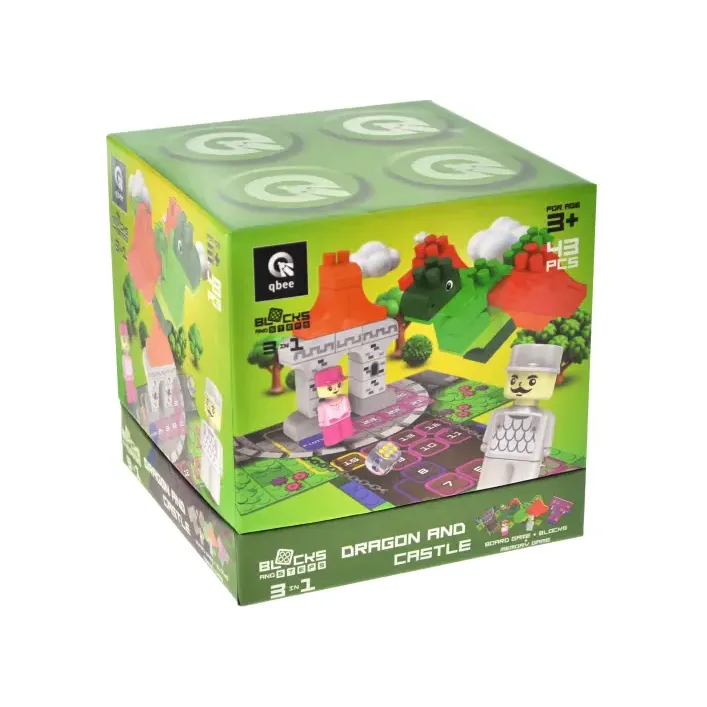 Конструктор "Block&Steps: Дракон и замок" + ходилка и мемори игра 3в1, 43дет. QB300-106 qbee (Кон7636)