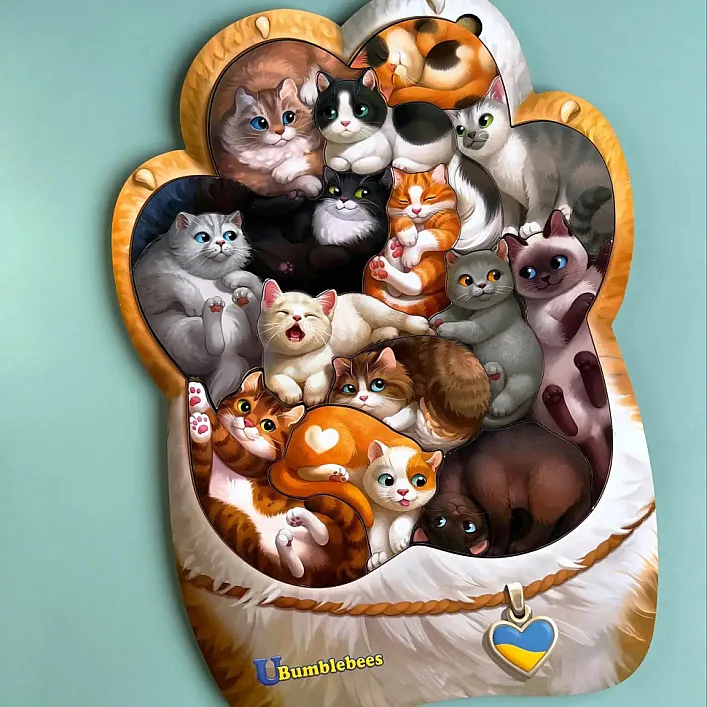 Деревянный пазл-вкладыш "Котики-муркотики" Ubumblebees (ПСФ133) PSF133