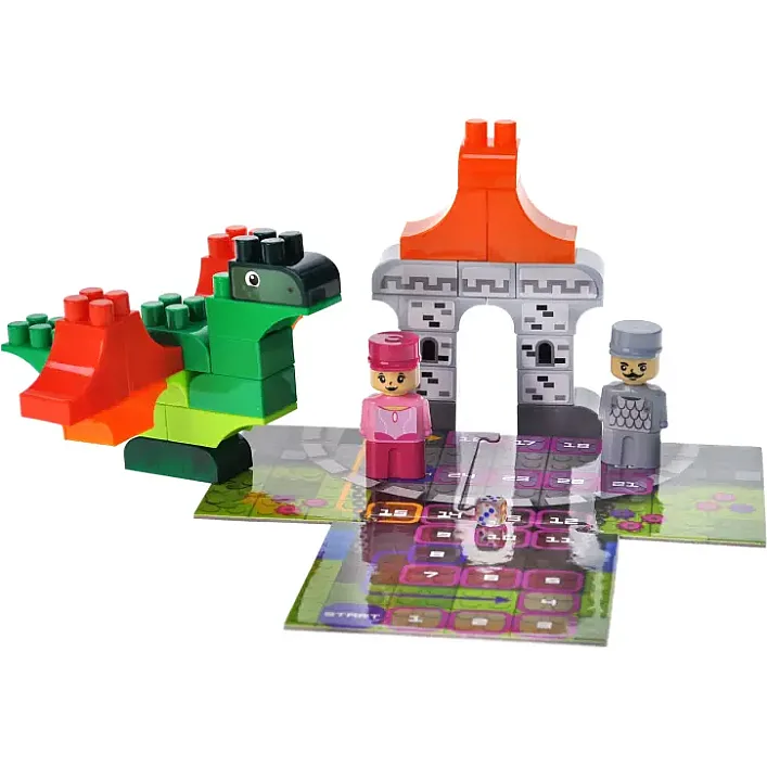 Конструктор "Block&Steps: Дракон и замок" + ходилка и мемори игра 3в1, 43дет. QB300-106 qbee (Кон7636)