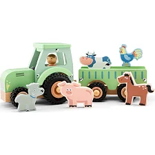 Игрушечный набор Трактор с прицепом и 5 животными, New Classic Toys (19362)