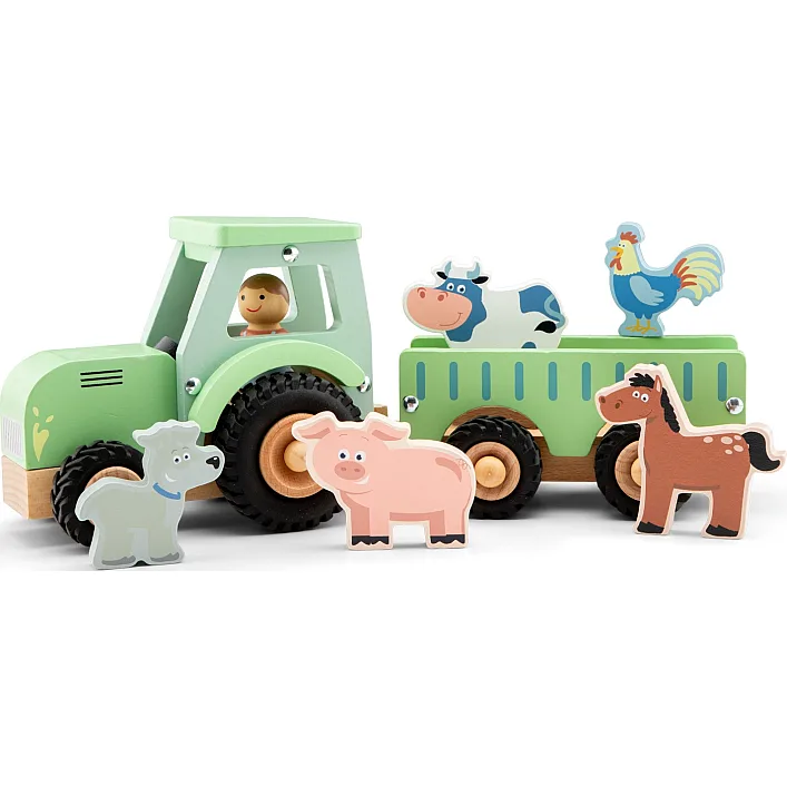 Игрушечный набор Трактор с прицепом и 5 животными, New Classic Toys (19362)