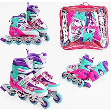 Ролики 54704-L Best Roller /размер 38-42/ цвет – ФИОЛЕТОВЫЙ (6) колеса PU, ПЕРЕДНЕЕ КОЛЕСО СВЕТ, стелька 24.5-26.5 см, d колес – 7 см, в сумке
