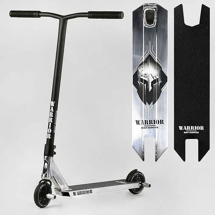 Самокат трюковый Т-30401 Best Scooter (4) "Warrior", HIC-система, ПЕГИ, алюминиевый диск и дека, колёса PU, d=120мм, ширина руля 58 см