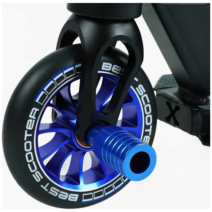 Самокат трюковый Best Scooter 54528 (1) HIC-система, ПЕГИ, алюминиевый диск и дека, колёса PU d-110мм, ширина руля-52см, высота - 83см, в коробке
