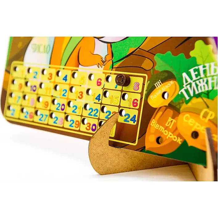Деревянная развивающая игрушка "Календарик" Арт-14470 г. 29*19.5*1см PuzzleOk (Дер7010)