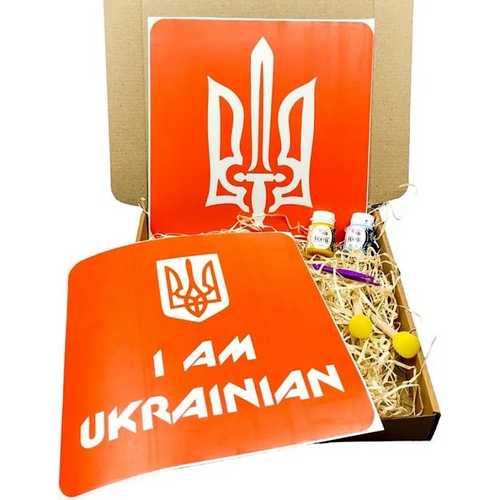 Набор для рисования по ткани «I Am Ukrainian, Тризуб» paint-n064-n059