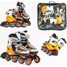 Ролики 64933-L Best Roller /размер 38-42/ цвет – Оранжевый (6) колеса PU, ПЕРЕДНЕЕ КОЛЕСО СВЕТ, стелька 24.5-26.5 см, d колес – 7 см, в сумке