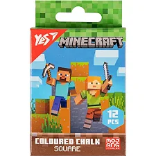 Мел цветной YES "Minecraft" квадратный 12 шт 400483 (Кнц5633)