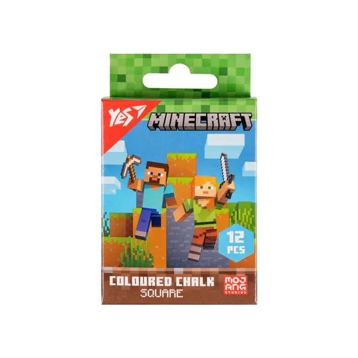 Мел цветной YES "Minecraft" квадратный 12 шт 400483 (Кнц5633)