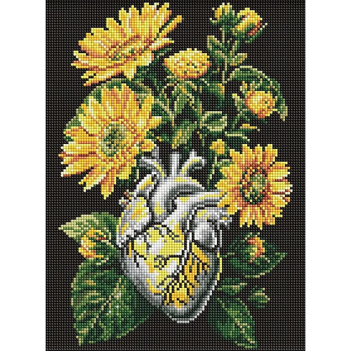 Алмазна мозаїка "Соняшники та серце" ©art_selena_ua AMO20178, 30х40 см