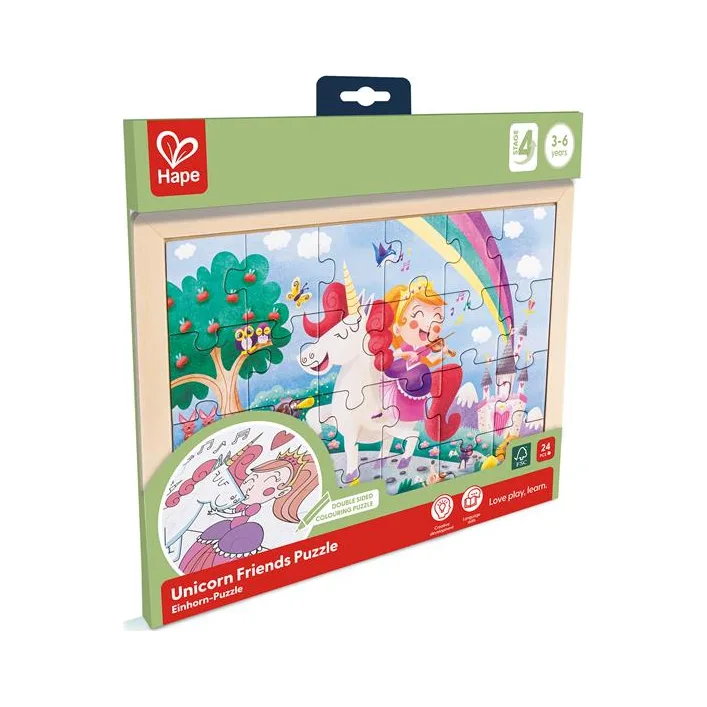 Пазл Hape Єдинороги з розмальовкою (E1642)