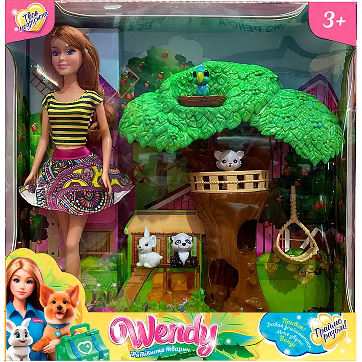 Лялька 58433 (6) "Wendy", “Рятівниця тварин”, висота 30 см, декорації, фігурки тварин, в коробці
