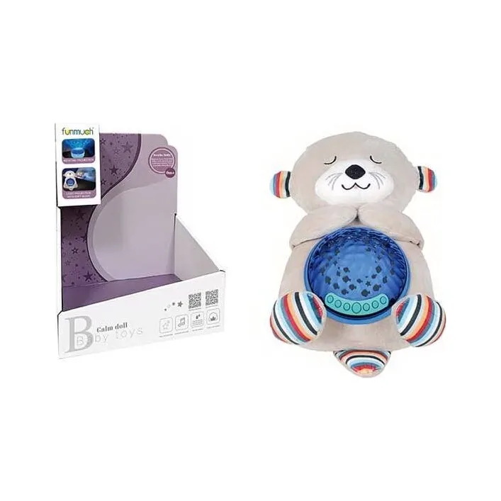 Ночник FM 666-60 (24) “Выдра”, звуки, музыка, проектор, подсветка, регулировка громкости, на батарейках, съемный музыкальный блок, в коробке