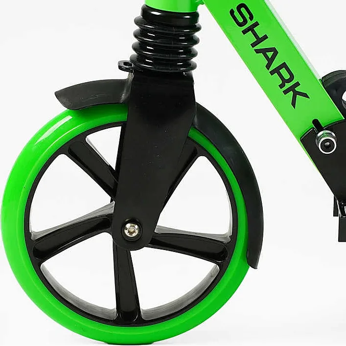 Самокат двухколесный "Best Scooter" SH-50730(4) "SHARK", с ручным тормозом, зажим руля, колеса PU - 20 см, 1 амортизатор, в коробке