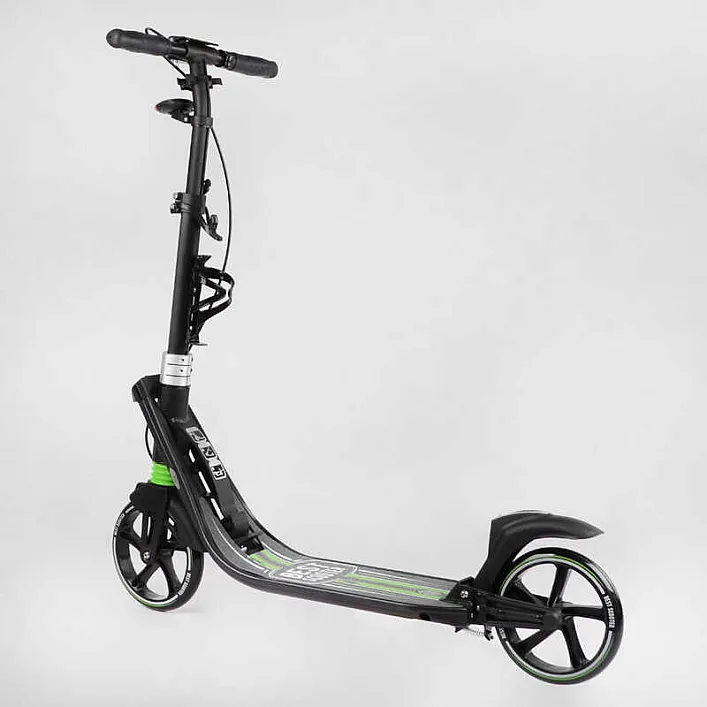 Самокат двухколесный "Best Scooter" L-22066 (2) ФАРА, колеса PU 200мм, 2 амортизатора, зажим руля, ручной тормоз, в коробке