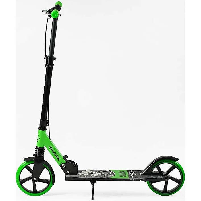 Самокат двухколесный "Best Scooter" SH-50730(4) "SHARK", с ручным тормозом, зажим руля, колеса PU - 20 см, 1 амортизатор, в коробке
