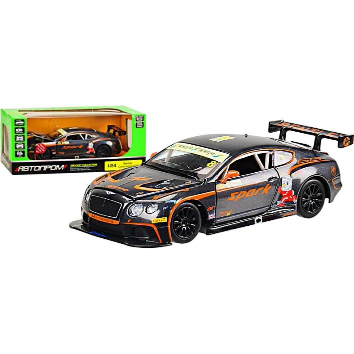 Машина металлическая "АВТОПРОМ" 68267A 1:24 "Bentley Continental GT3 Concept", батарейки, свет, звук, открывающаяся дверь, капот,багажник, коробка 24,5*12*10 см (Маш8267)