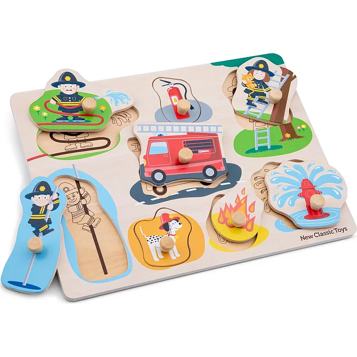 Пазл Пожарная бригада New Classic Toys, деревянный, 8 частей, арт. 10433